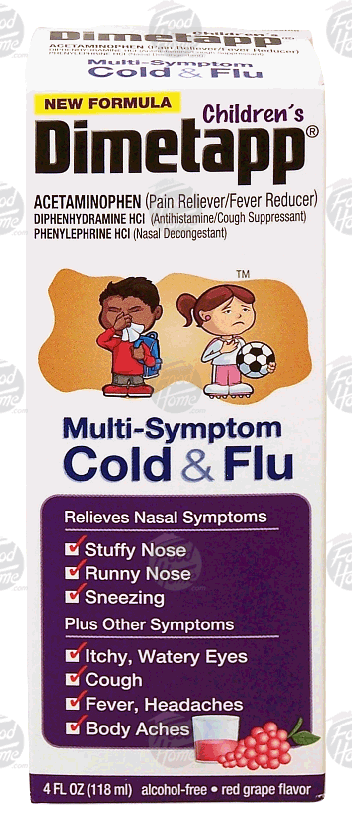 Dimetapp Children's multi-symptom cold & flu, acetaminophen, red grape flavor Full-Size Picture